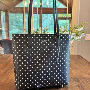 Kate Spade Jana Saffiano Leather Large Tote Shoulder Bag - Blazer Blue Polka Dot